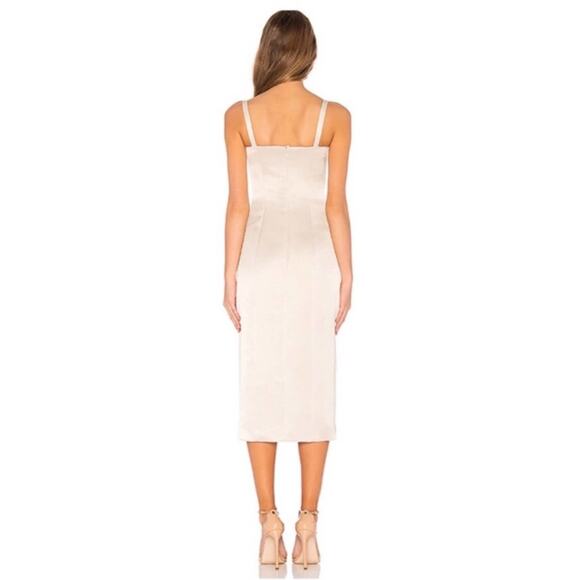 Alexis Yates Metallic M'o Exclusive Satin Slit Cocktail Dress Silver Size M - Picture 2 of 10